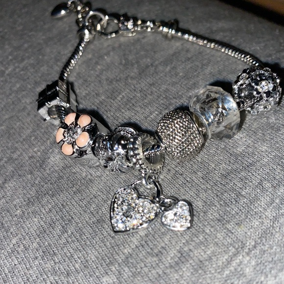 Silver Plated Heart Charm Bracelet - Picture 4 of 4